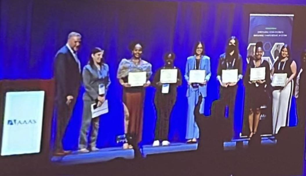 Photo on stage, recieving award